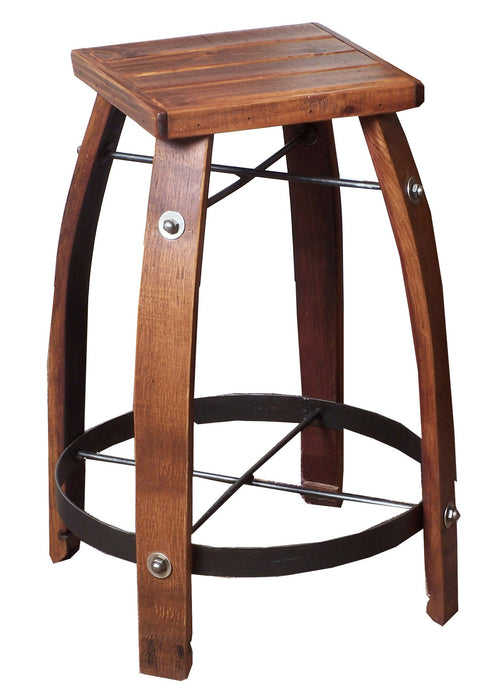 Wine Barrel Reclaimed Wood Stave Stool With Wood Top