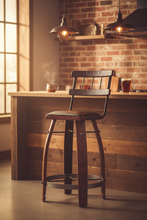 Wine Barrel Stool Chocolate W/ Back 169C