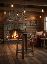 Wine Barrel Bar Stool Chocolate Leather 818C