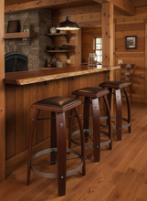 Wine Barrel Bar Stool Chocolate Leather 818C