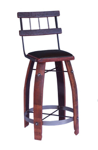 Wine Barrel Stool Chocolate W/ Back 169C