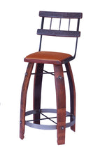 Wine Barrel Stool 30" Tan Leather W/ Back by 2 Day Designs 169T30