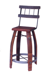 Wine Barrel Stool W/ Back 169W