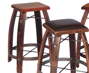 Wine Barrel Reclaimed Wood 24" Stave Stool With Wood Top 2 Day Designs
