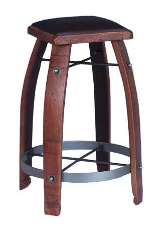 Wine Barrel Bar Stool Chocolate Leather 818C