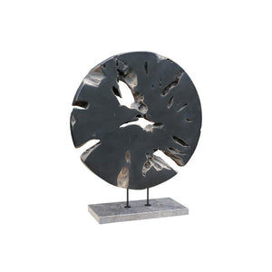 Round Teak Wood Art Weathered Grey Large