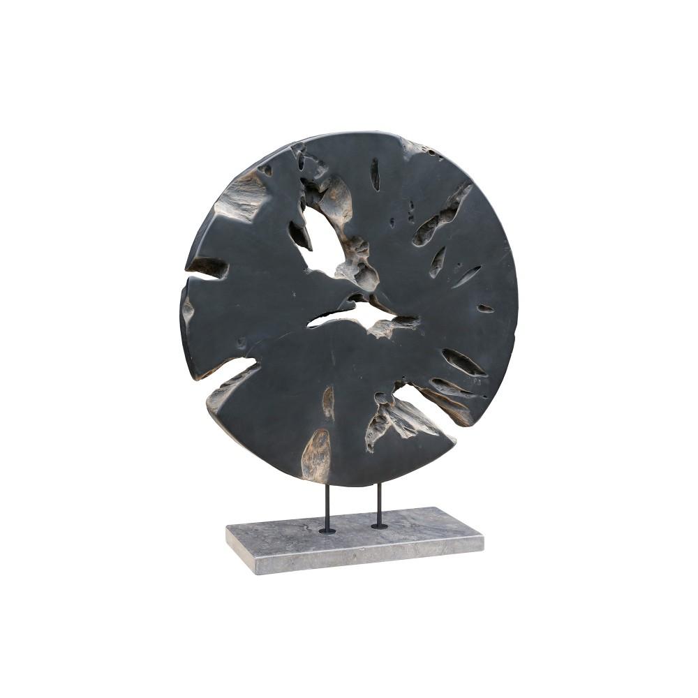 Round Teak Wood Art Weathered Grey Large