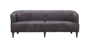 Magdelan Tufted Leather Sofa Antique Ebony