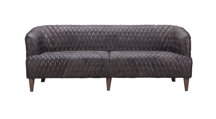 Magdelan Tufted Leather Sofa Antique Ebony