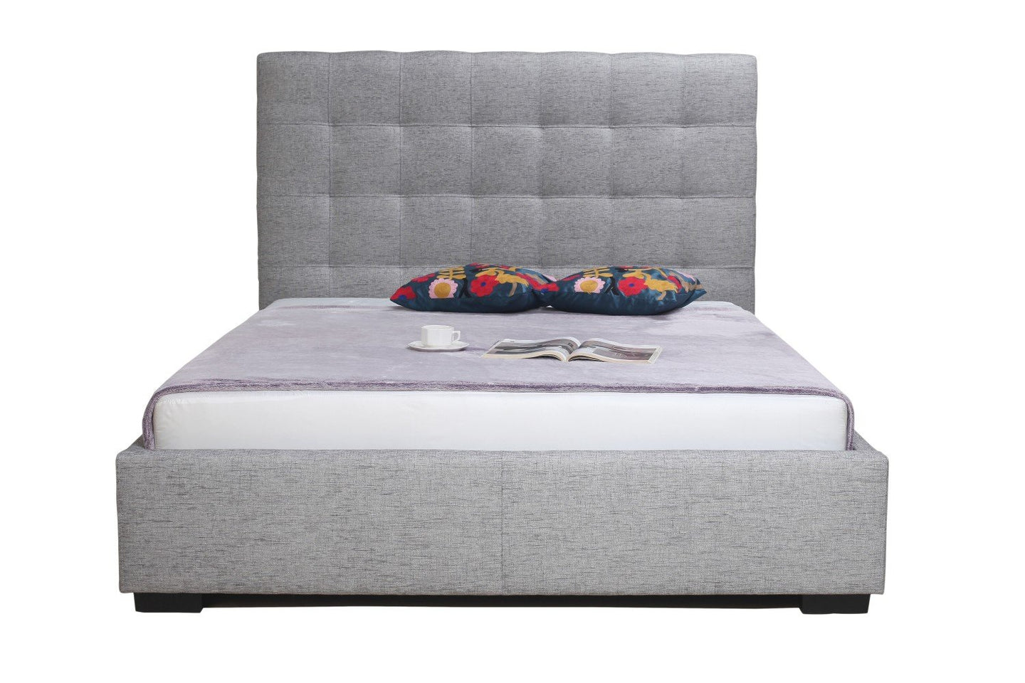 Belle Storage Bed Queen Light Grey Fabric
