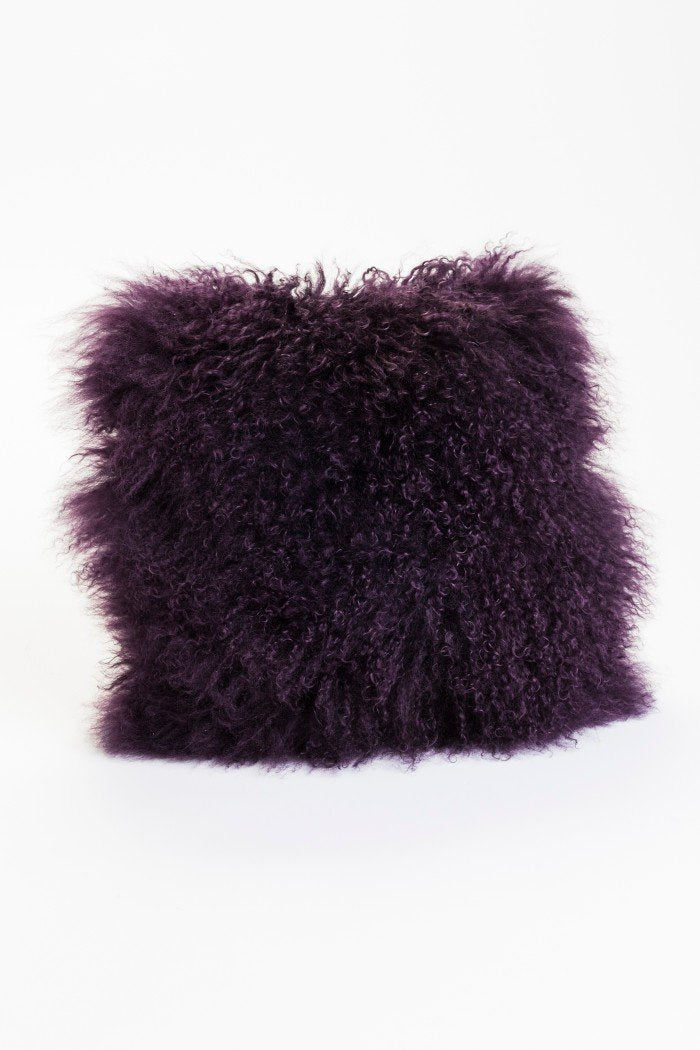Lamb Fur Pillow Purple