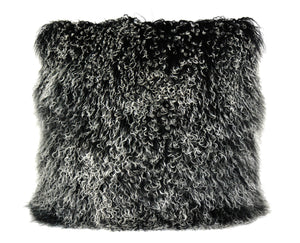 Lamb Fur Pillow Large Black Snow
