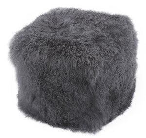 Lamb Fur Pouf Smoke