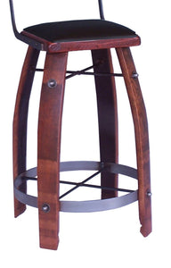 Wine Barrel Stool Chocolate W/ Back 169C