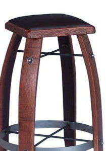 Wine Barrel Bar Stool Chocolate Leather 818C