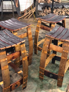 Wine Barrel Wood Top Stool