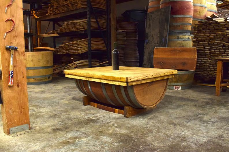 Wine Barrel Coffee Table Golden Oak