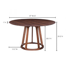 Aldo Round Dining Table Walnut Wood by Moes Home Collection