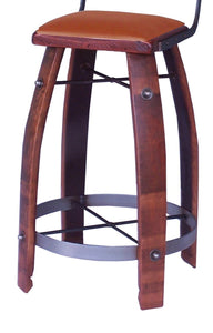 Wine Barrel Stool 24" Tan Leather W/ Back by 2 Day Designs 169T24
