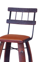 Wine Barrel Stool 30" Tan Leather W/ Back by 2 Day Designs 169T30