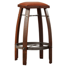 Reclaime Wine Barrel 24" Stave Stool w/ Tan Leather Seat 2 Day Designs 818T24