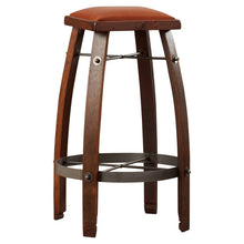 Reclaime Wine Barrel Stave Stool w/ Tan Leather Seat 818T