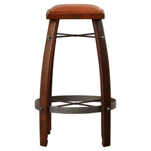 Reclaime Wine Barrel 24" Stave Stool w/ Tan Leather Seat 2 Day Designs 818T24