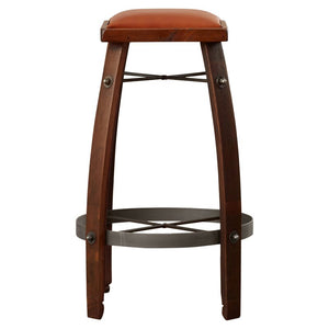 Reclaime Wine Barrel 24" Stave Stool w/ Tan Leather Seat 2 Day Designs 818T24
